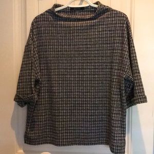 Black & white plaid soft boatneck tunic